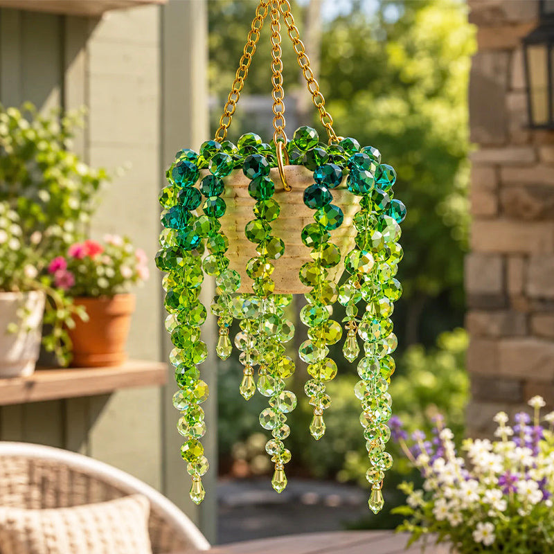 DIY Crystal Beaded Hanging Basket Car Rearview Mirror Charm Kit - Trendy Interior Gift