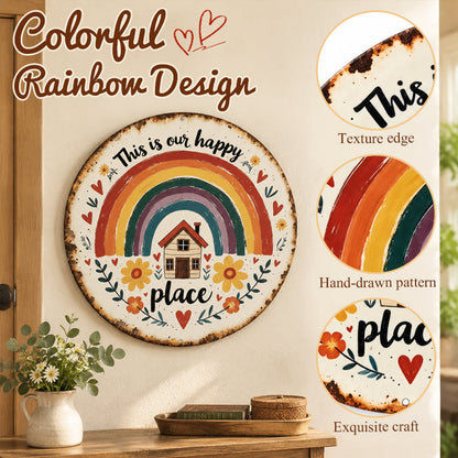 🌈 Happy Little World – Vintage veggskilt