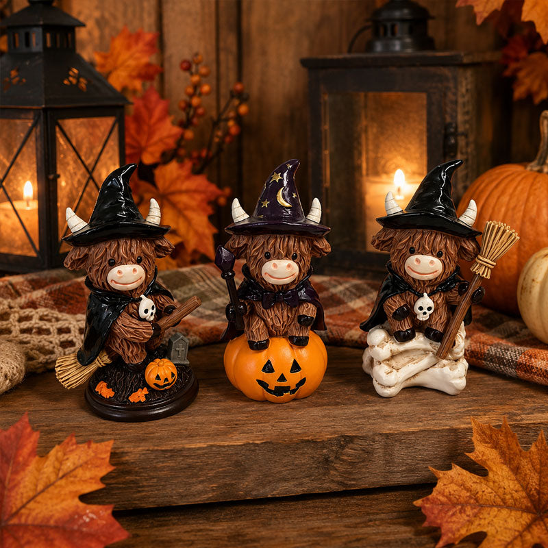 Halloween Highland Cow Witch Ornament