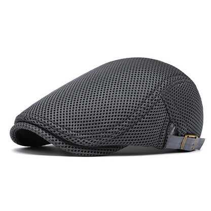 Pustende flat cap til herre – Justerbar newsboy-lue for sommeren