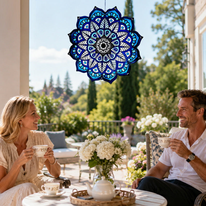 3D Rotating Wind Chime Mandala Wind Spinner Outdoor Garden Balcony Courtyard Creative Bird Stainless Steel Decorative Hanging