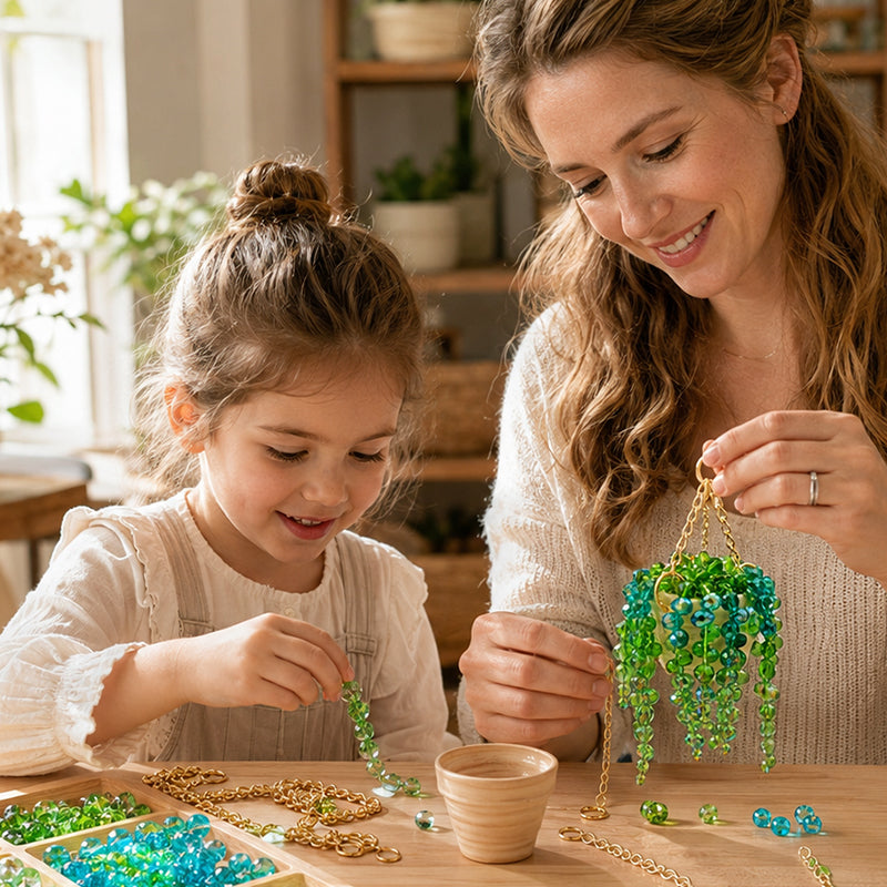 DIY Crystal Beaded Hanging Basket Car Rearview Mirror Charm Kit - Trendy Interior Gift