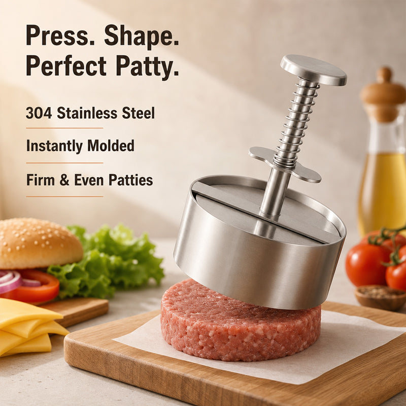 304 Stainless Steel Burger Press - Perfect Patties Every Time!