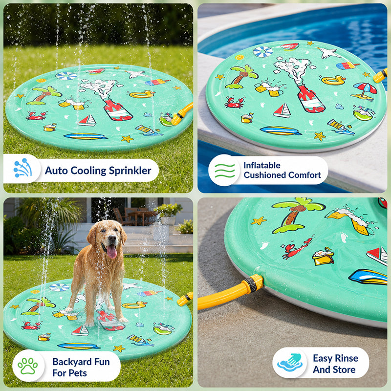 Pet Water Play Inflatable Toy Outdoor Lawn Dog Sprinkler Mat Cartoon Sprinkler Pad Pet Sprinkler Pool