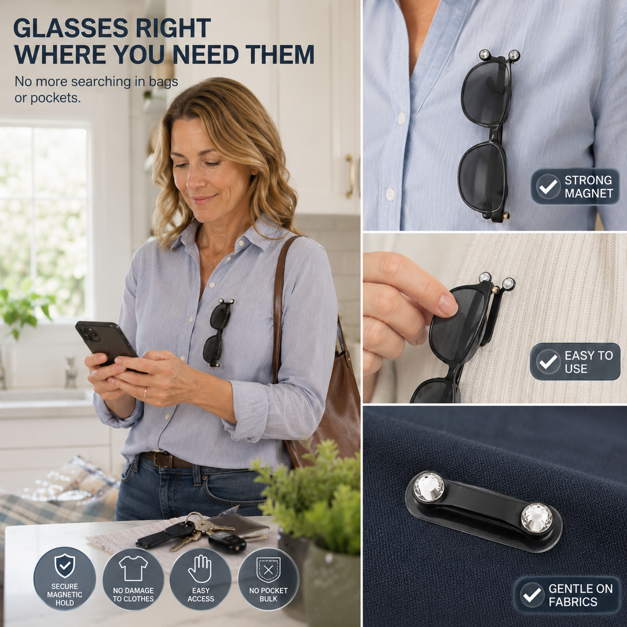 Magnetic Eyeglass Holder Clip
