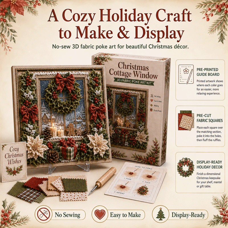 🎁 3D Christmas Fabric Poke Art Kit