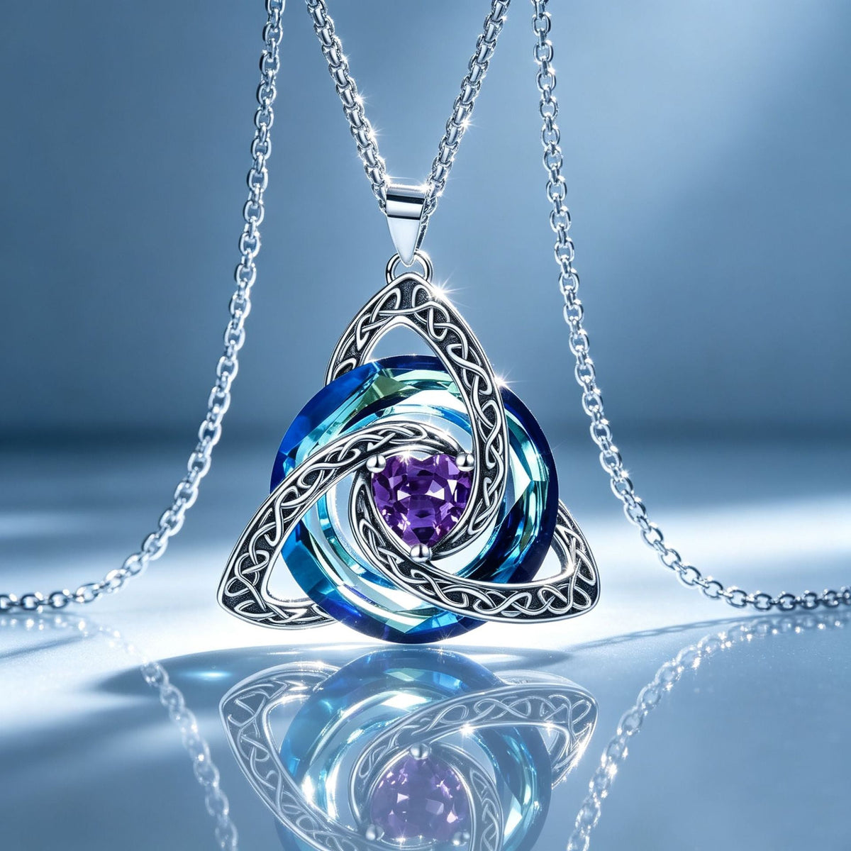 ✨Keltisk triquetra-halskjede med fødselsstein – et meningsfullt symbol på kjærlighet og samhold ❤️