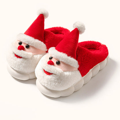 Santa Claus Winter Slippers - Festive Red Green Home Shoes