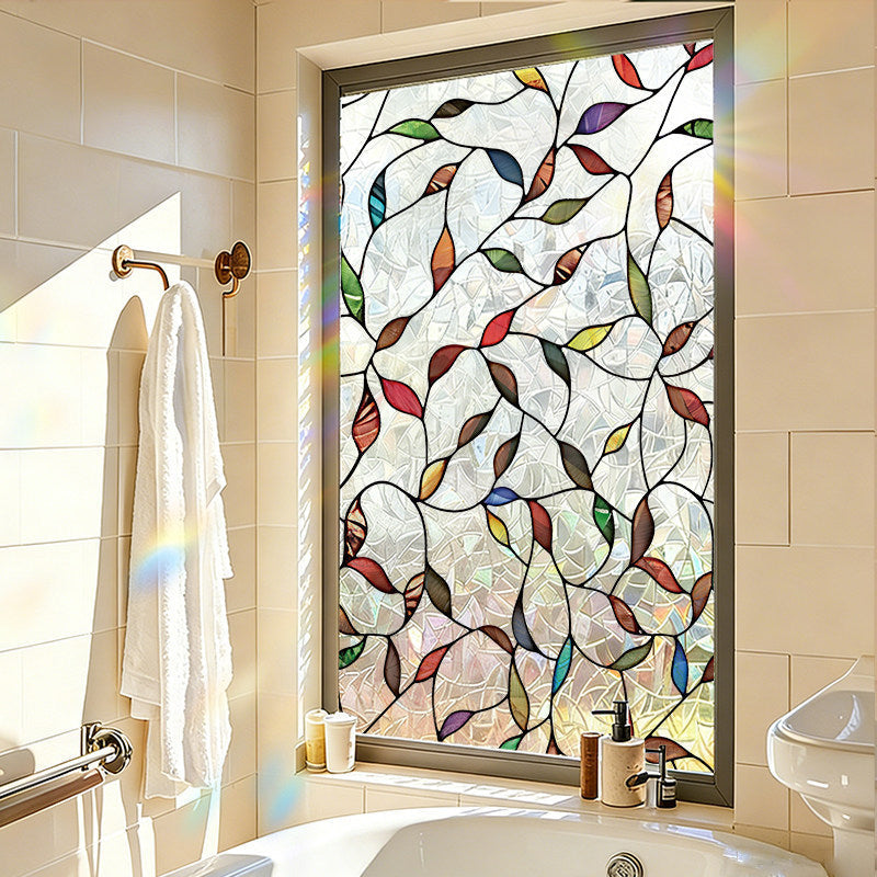 Botanical Stained Glass Leaf Window Film