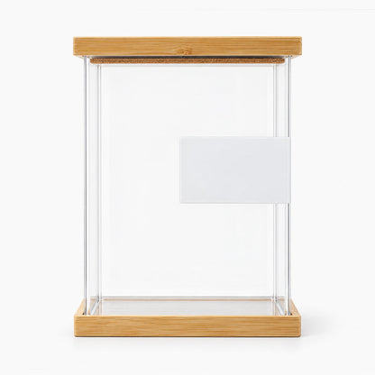 Kreativ og minimalistisk gjennomsiktig oppbevaringsboks for korn med trelokk