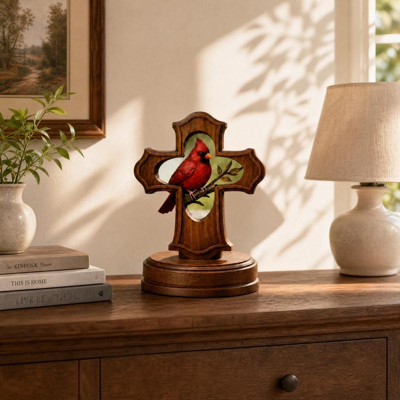 ❤️✝️Handcrafted Cardinal Cross Memorial Ornament – Sympathy Gift of Faith, Love & Remembrance