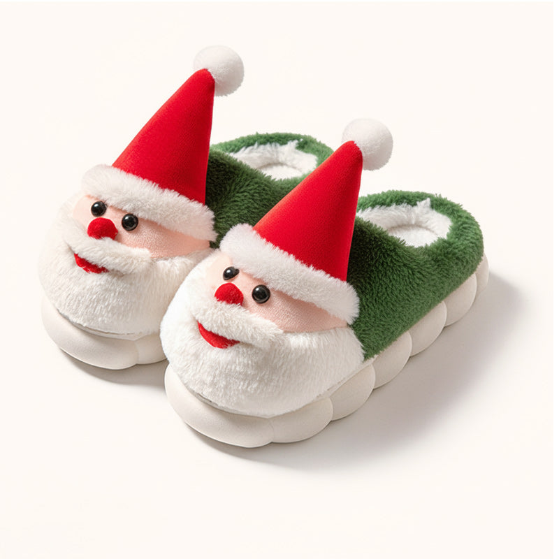 Santa Claus Winter Slippers - Festive Red Green Home Shoes