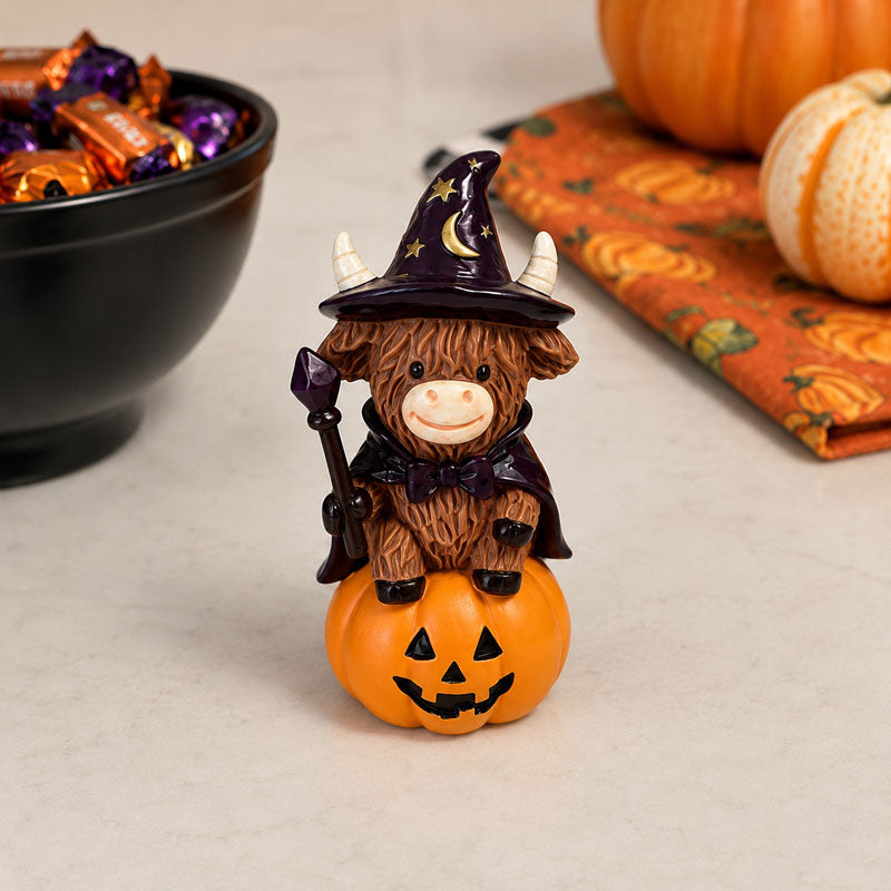 Halloween Highland Cow Witch Ornament