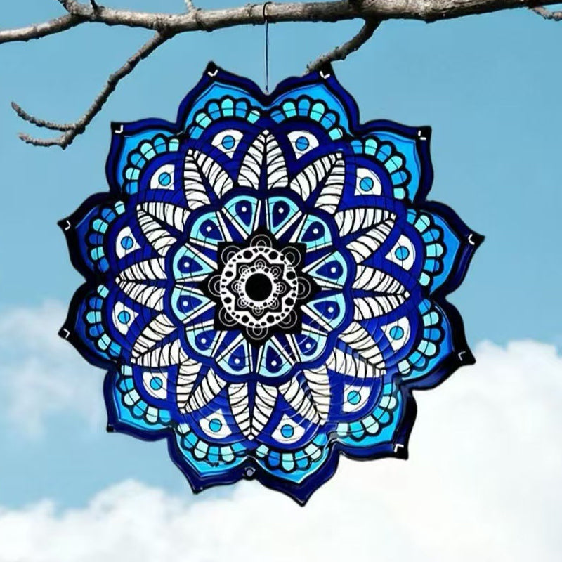 3D Rotating Wind Chime Mandala Wind Spinner Outdoor Garden Balcony Courtyard Creative Bird Stainless Steel Decorative Hanging