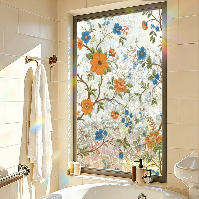 Botanical Stained Glass Leaf Window Film