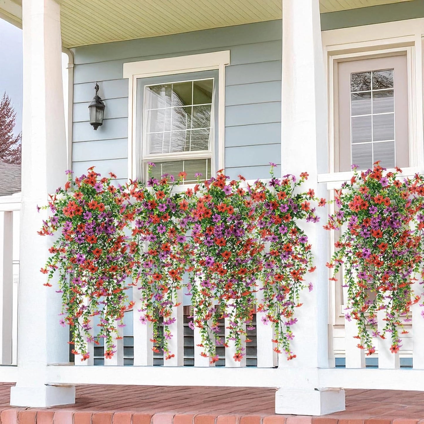 UV-Resistant Cascading Daisy & Eucalyptus Artificial Flowers for Outdoor Use