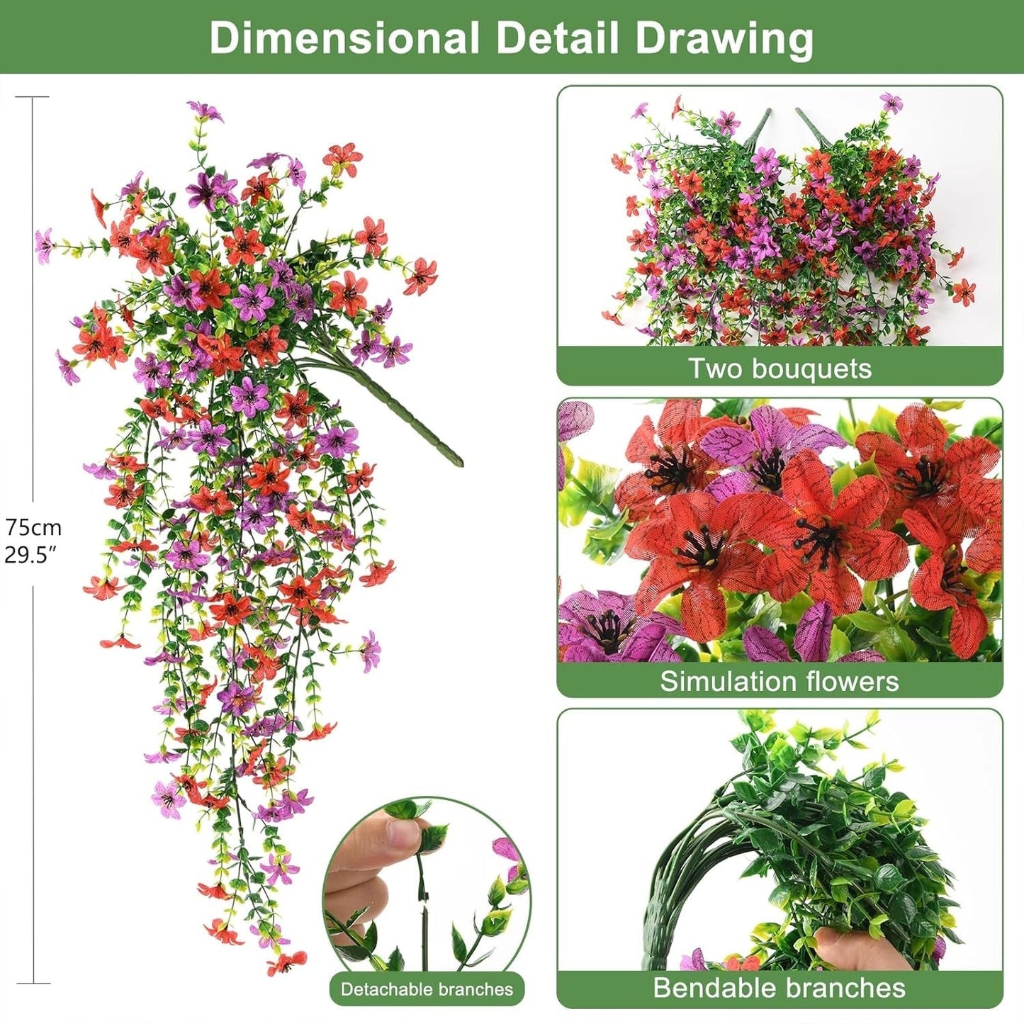 UV-Resistant Cascading Daisy & Eucalyptus Artificial Flowers for Outdoor Use