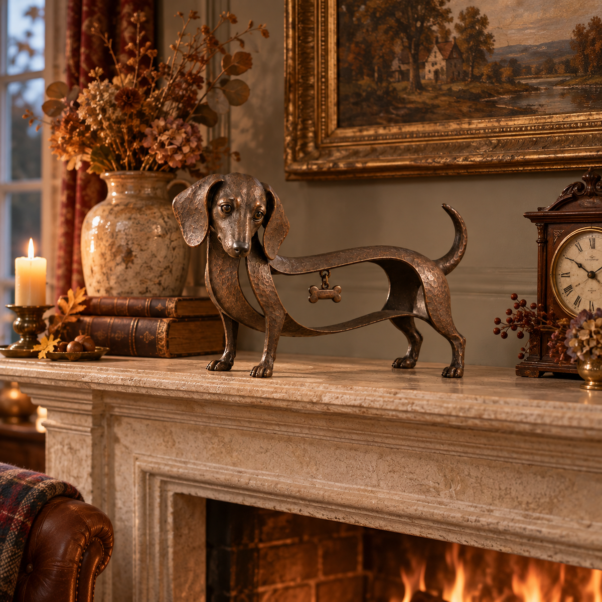 🐾 Vintage Dachshund-skulptur – Tidløs dekorasjon i smijern