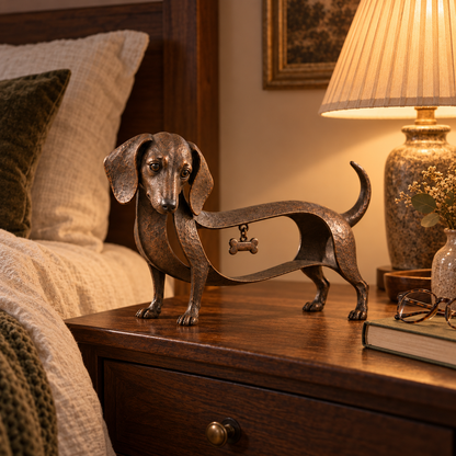 🐾 Vintage Dachshund-skulptur – Tidløs dekorasjon i smijern