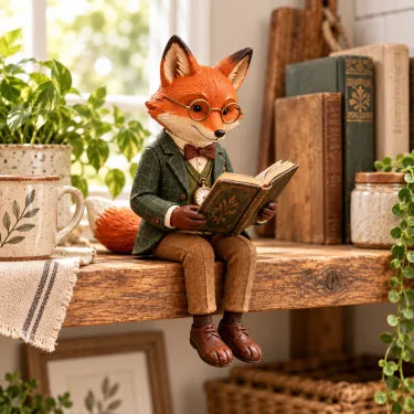 🦊 Dekorativ revefigur med bok