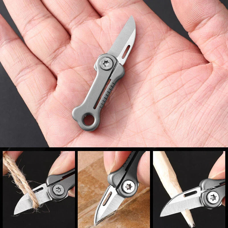 Mini EDC folding knife in bone shape with titanium alloy handle