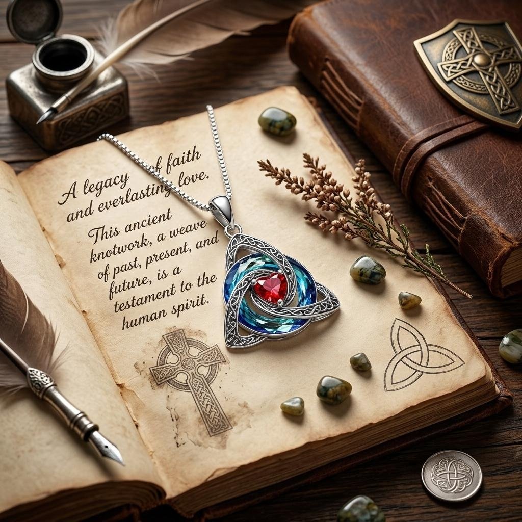 ✨Keltisk triquetra-halskjede med fødselsstein – et meningsfullt symbol på kjærlighet og samhold ❤️