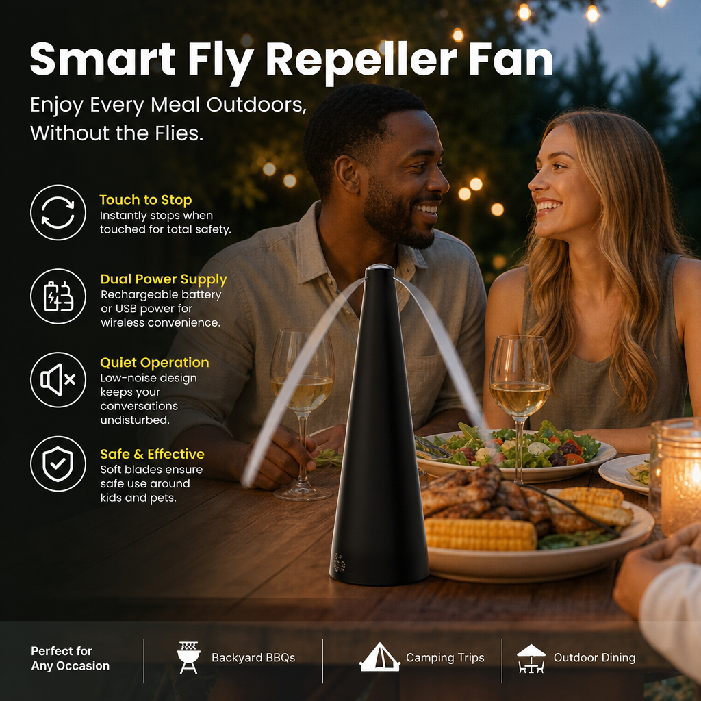 Plug-In Fly Repellent Fan – Outdoor Fly & Mosquito Control Device