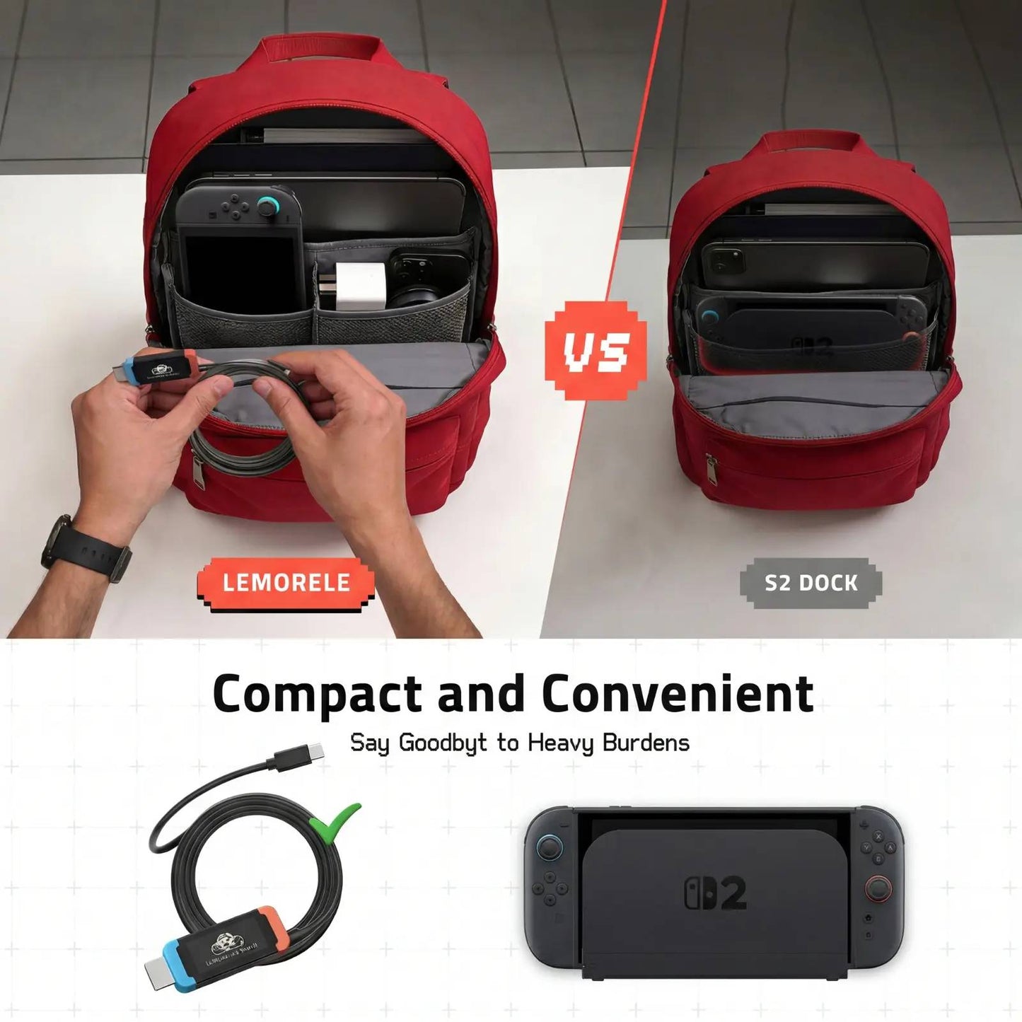 Portable USB-C to HDMI Adapter for Nintendo Switch 2, Switch, Steam Deck & ROG Ally