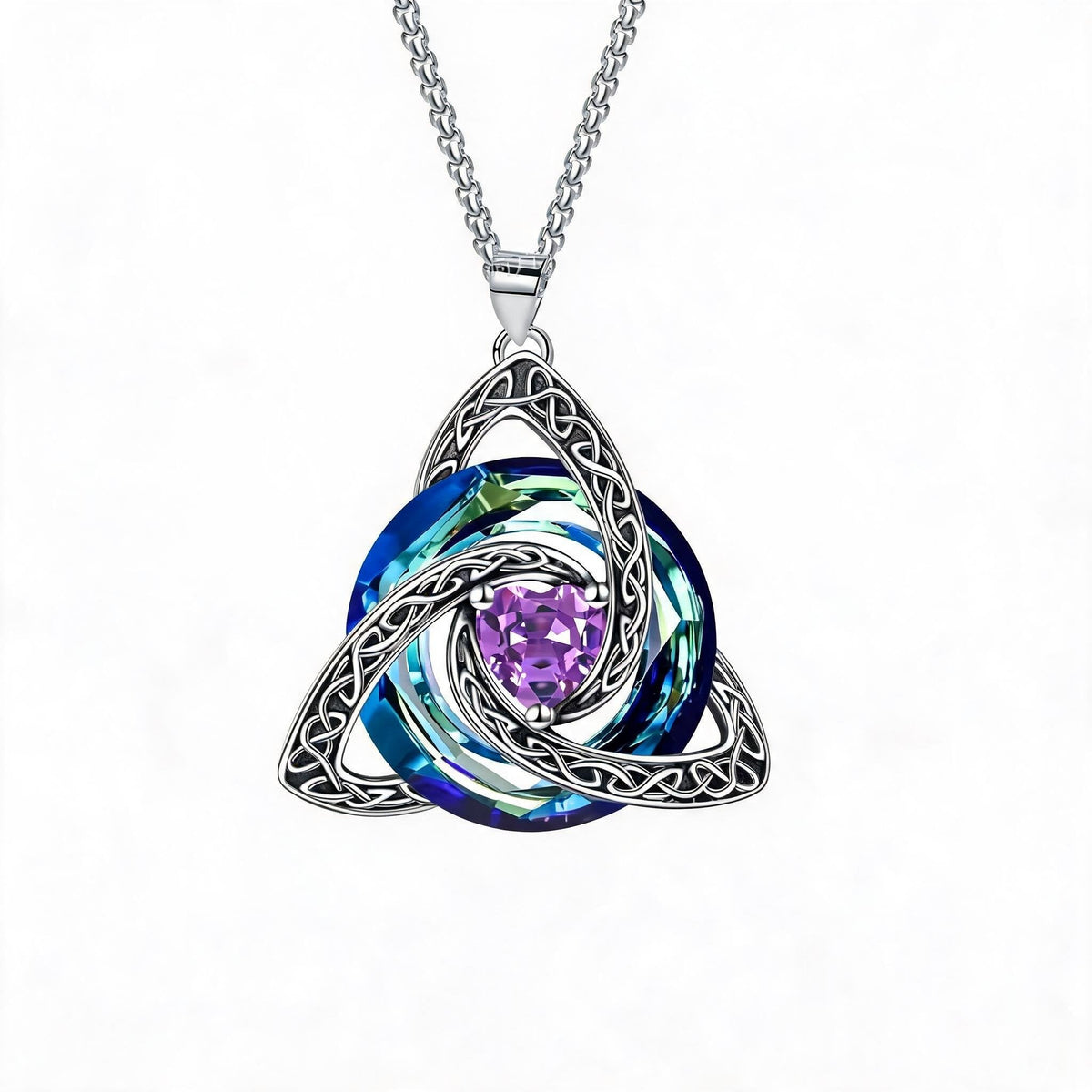 ✨Keltisk triquetra-halskjede med fødselsstein – et meningsfullt symbol på kjærlighet og samhold ❤️