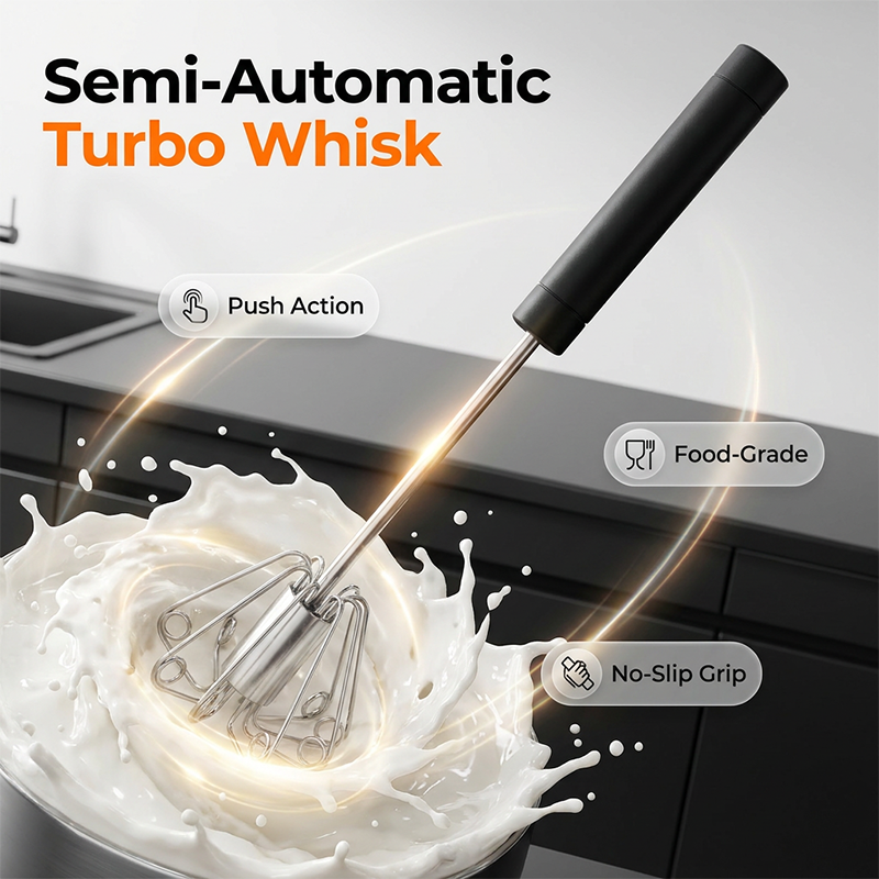 ⚡ Semi-automatic pressure whisk — Easy-to-use manual egg beater 🧁