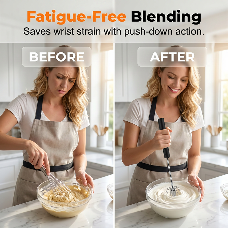 ⚡ Semi-automatic pressure whisk — Easy-to-use manual egg beater 🧁