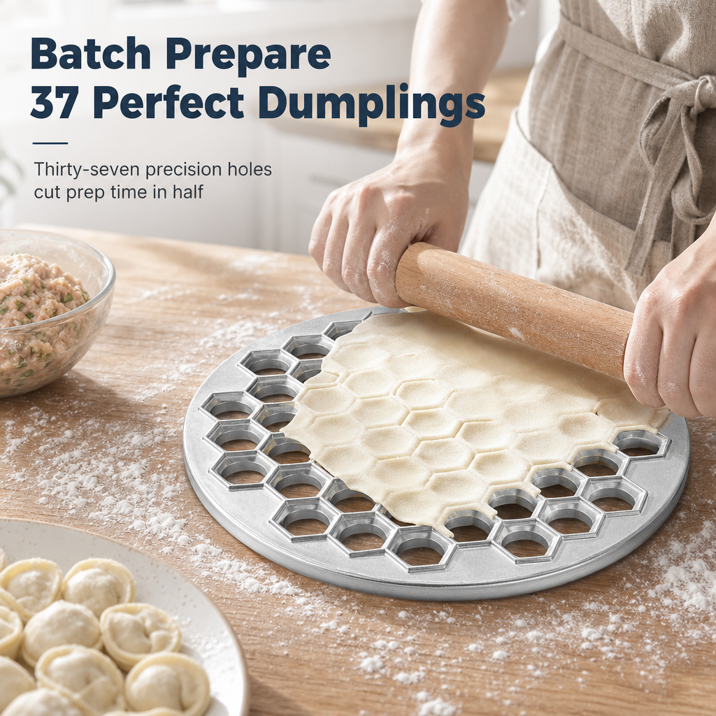 🥰 SLUTTSALG – 50 % RABATT 🥟 Dumplingform med 37 hull – Lag 37 dumplings på én gang